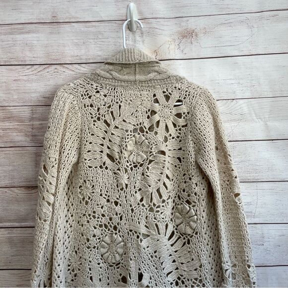 ANTHROPOLOGIE ANGEL OF THE‎ NORTH CROCHET LAMBSWOOL SWEATER - Picture 8 of 9